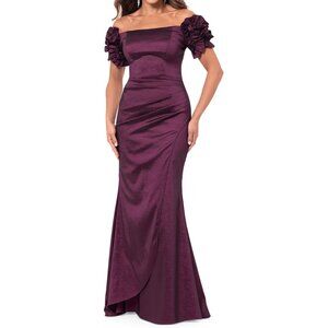 XSCAPE Off the Shoulder Floral Sleeve Dress